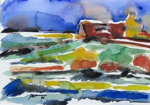 Piet Snoeren - Aquarel, Landschap met huisje kopen? Bied vanaf 1!