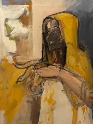 Marcus De Vestele - Der Schlangenzähmer – Großes Gemälde auf Leinwand, um 1970 kopen? Bied vanaf 200!