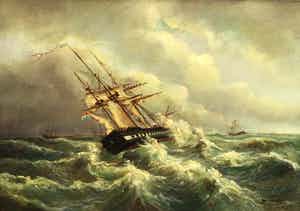 J.H. Wolhoff - B9974, Schip op woeste zee verkocht voor € 125!