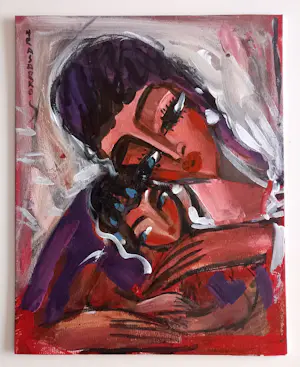 AcheterHrasarkos - Moeder en Kind – Acrylverf schilderij - gesigneerd? Enchérissez de 190!