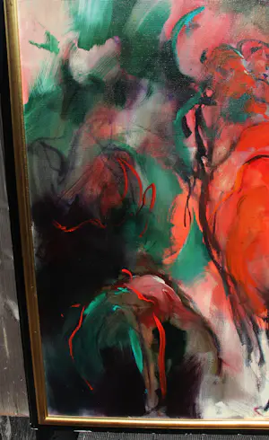 Marli Hommel - Acrylverf op doek: Compositie met stier - 1994 kopen? Bied vanaf 1250!