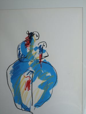 Anton Heyboer - Ingelijst , pastel & acryl, “Moeder en kind” – ca. 1980 – 100 x 70 cm kopen? Bied vanaf 125!