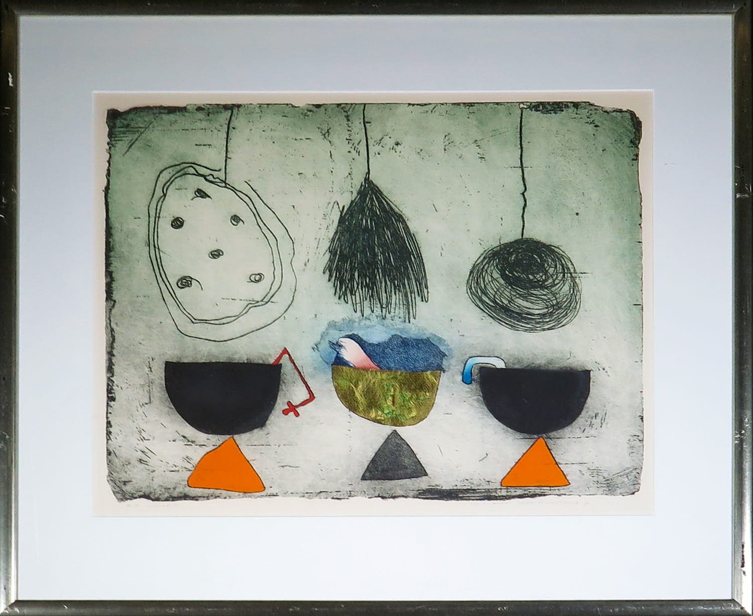 Michel van Overbeeke - Kleurenets, Zonder titel - Ingelijst verkocht voor € 100!