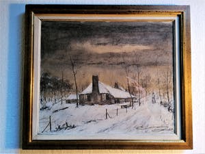 David Lussenburg - Huisje aan de Warholt in de sneeuw kopen? Bied vanaf 40!