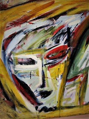 Niet of onleesbaar gesigneerd - Heftig neo Expressionistisch "nieuwe Wilden" schilderij. - GROOT!! kopen? Bied vanaf 1!