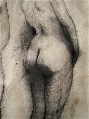 Kasper Niehaus - Fraaie omstreeks 1910, academisch getekende Houtskool "vrouwelijk naakt" kopen? Bied vanaf 69!