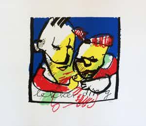 Herman Brood - Kleurenzeefdruk LEKKER DING Handgesigneerd. verkocht voor € 325!