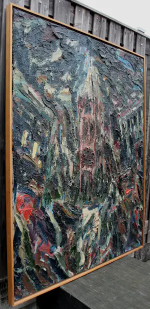 Jan de Beus - Zeer groot olieverf op doek: grote kerk Naarden - 1999 (nette lijst!) kopen? Bied vanaf 850!