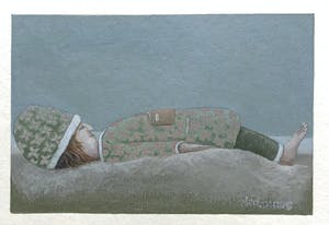 Schilder Hermanus - Lekker lui, gemengde techniek gesigneerd, 2005 kopen? Bied vanaf 65!