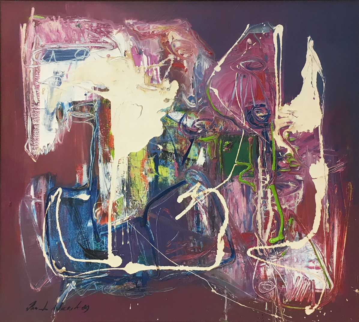 Jan te Wierik - Olieverf op doek, Z.T. Abstracte compositie - Ingelijst kopen? Bied vanaf 700!