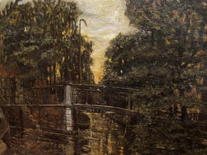 Pieter E. Adrianus Mansvelt Beck - Sfeervol rond 1920 geschilderd "Gracht bij eerste daglicht" gesigneerd kopen? Bied vanaf 30!
