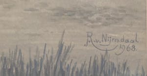 Jan Roelof van Nijendaal - Landschap aan de Lek Wijk bij Duurstede - Aquarel kopen? Bied vanaf 95!