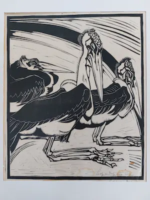 Ayzo Epeus van Humalda van Eysinga - Houtsnede Kippen + houtsnede Leopold van Dorp Maraboes kopen? Bied vanaf 50!