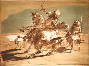 Claude Weisbuch - Litho, Don Quichote en Sancho Panza verkocht voor € 1!