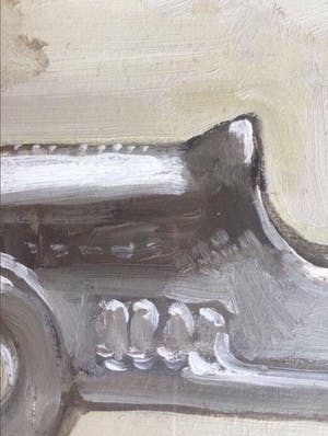 Niet of onleesbaar gesigneerd - Ben Sleek? Olieverf op karton, gesigneerd, Unica, titel Auto kopen? Bied vanaf 10!