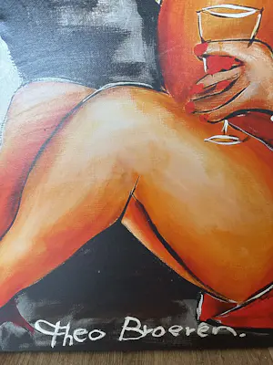 Theo Broeren - Glicée met Acryl op doek “ Muziek spelen “ (ZEER GROOT) kopen? Bied vanaf 145!