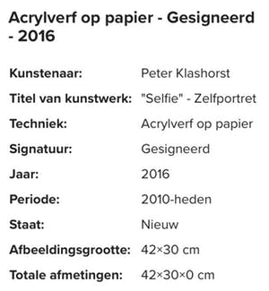 Peter Klashorst - Selfie kopen? Bied vanaf 25!