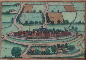 Niet of onleesbaar gesigneerd - Ingekleurde gravure, Borborch kopen? Bied vanaf 1!