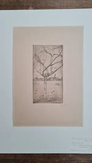 Pieter Dupont - Handgesigneerd - Boom in landschap met dorp- 1895 kopen? Bied vanaf 110!