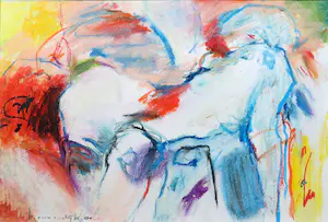 Helen Nieuwendijk - Gemengde techniek op papier, Abstracte compositie - Ingelijst kopen? Bied vanaf 80!