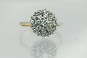 1 - Chique 14Krt gouden rozet ring met 23 briljant geslepen diamanten ca 0.90 ct kopen? Bied vanaf 590!