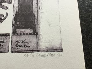 Karin Campfens - Eigen haard is goud waard, Litho, handgesigneerd en gedateerd met potlood kopen? Bied vanaf 20!