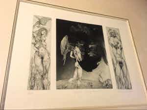 Christian Mischke - ets drieluik Ein Engel 1973 verkocht voor € 125!