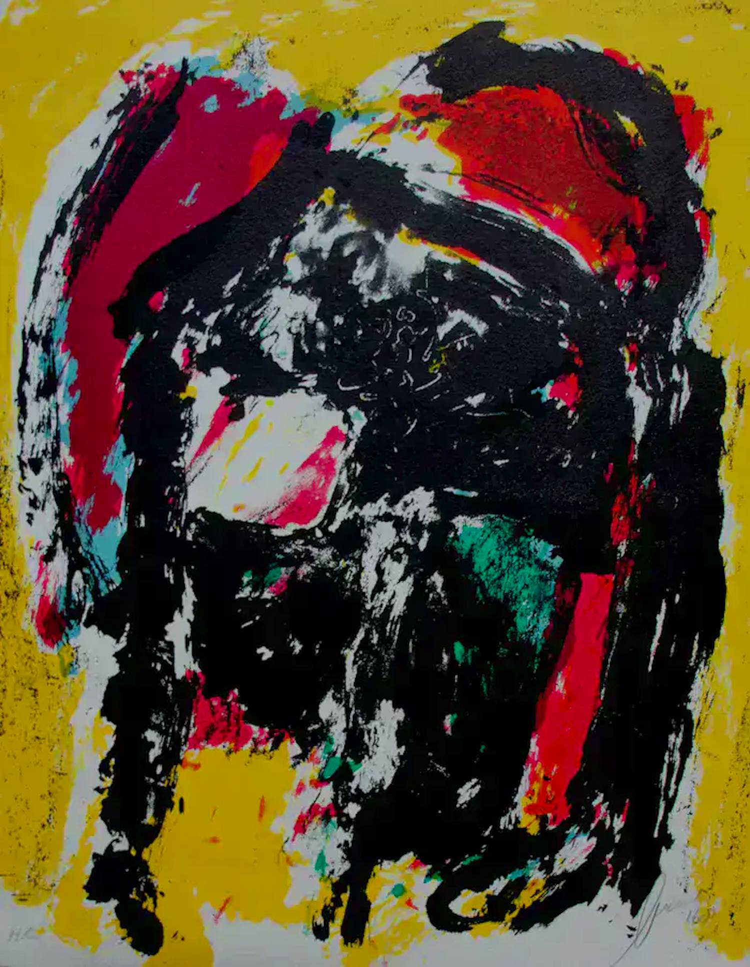 Eugène Brands - Litho: abstracte compositie - 1968 kopen? Bied vanaf 225!