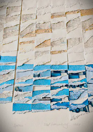 Stef Kreymborg - Unieke & grote - papier (treintabel) collage - "Sporen" - potloodgesigneerd kopen? Bied vanaf 64!