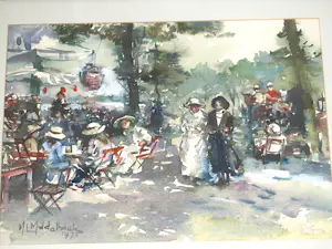 Martinus Leonardus Middelhoek - Aquarel - Stadspark rond 1910 kopen? Bied vanaf 135!