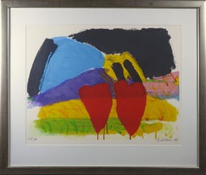 Jan Cremer - Litho, Twee harten - Ingelijst (Groot) kopen? Bied vanaf 200!