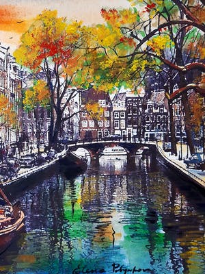 Elena Polyakova - ELVA - Herfst gracht in Amsterdam kopen? Bied vanaf 65!
