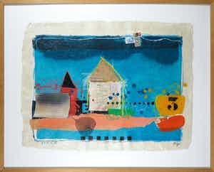 Theo Koster - Zeefdruk en collage, India I - Ingelijst (Groot) verkocht voor € 50!