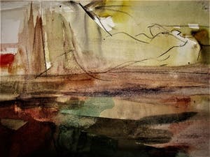 Bob ten Hoope - Grote expressionistische Aquarel "Naakte vrouw liggend op bed" gesigneerd kopen? Bied vanaf 63!