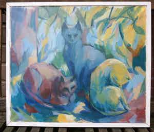 Niet of onleesbaar gesigneerd - Drie Katten verkocht voor € 10!