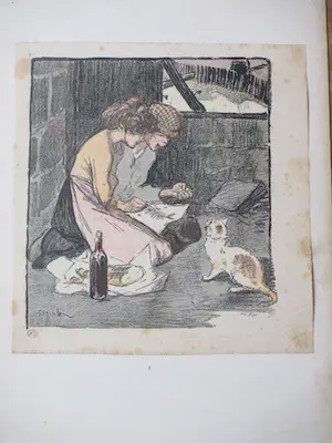 Theophile Alexandre Steinlen - Een hapje voor de kat - Litho kopen? Bied vanaf 50!