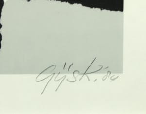 Gijs Keizer - Zeefdruk, Z.T. Abstracte voorstelling in groen, wit en zwart - Ingelijst kopen? Bied vanaf 20!