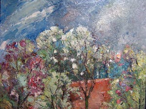 Niet of onleesbaar gesigneerd - Boerderij met bloesembomen. kopen? Bied vanaf 1!