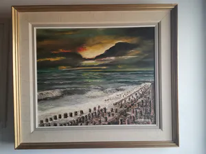 Niet of onleesbaar gesigneerd - Prachtig zicht op de golfbreker van Knokke kopen? Bied vanaf 1!