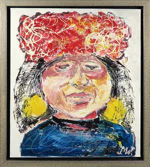 Martin van Wordragen - Olieverf op doek, Aziatisch Bruidje - Ingelijst verkocht voor € 250!