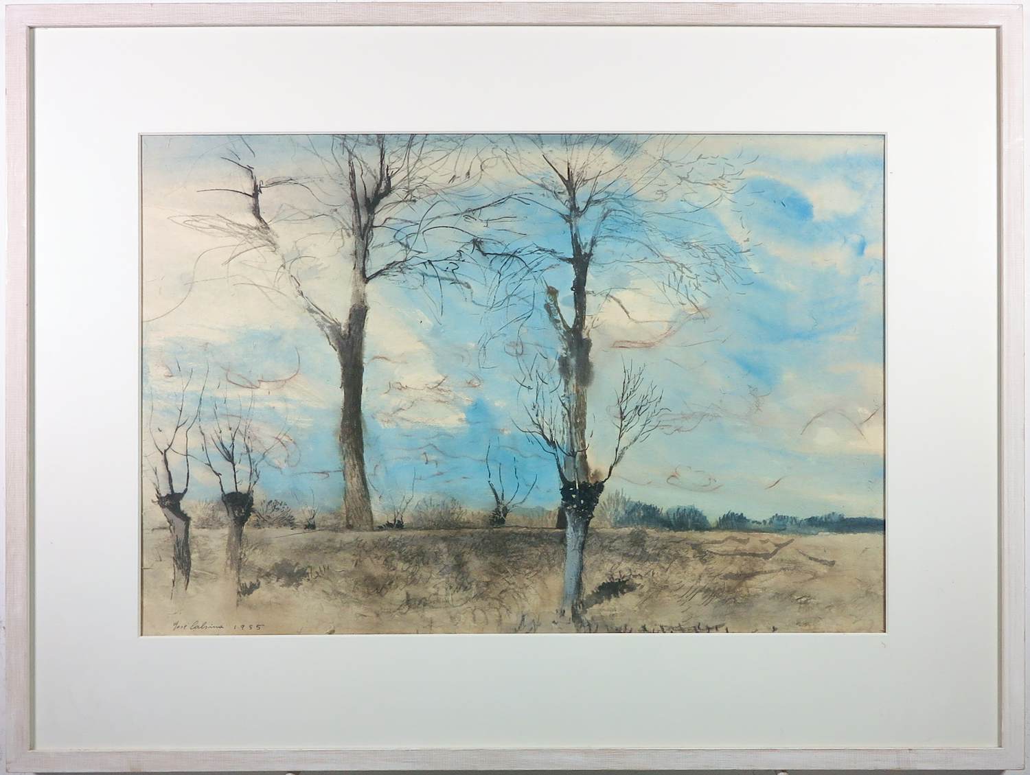 Jose Calsina - Pen/ Aquarel op papier, Knotwilgen - Ingelijst kopen? Bied vanaf 80!