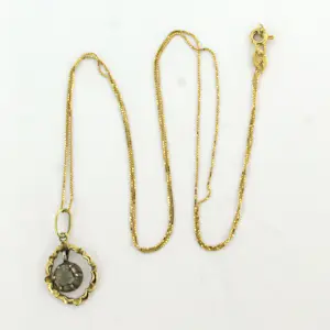 14k gouden collier met hanger bezet met diamant 0.10 ct - 60 cm kopen? Bied vanaf 340!