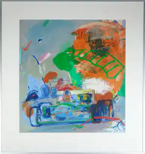 Jan van Diemen - Gemengde techniek op papier, Race auto's - Ingelijst verkocht voor € 40!