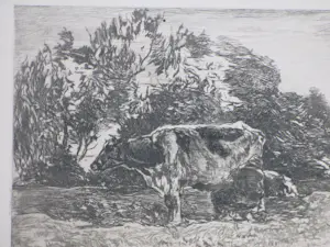 Willem de Zwart - Melkende boer - Ets kopen? Bied vanaf 65!