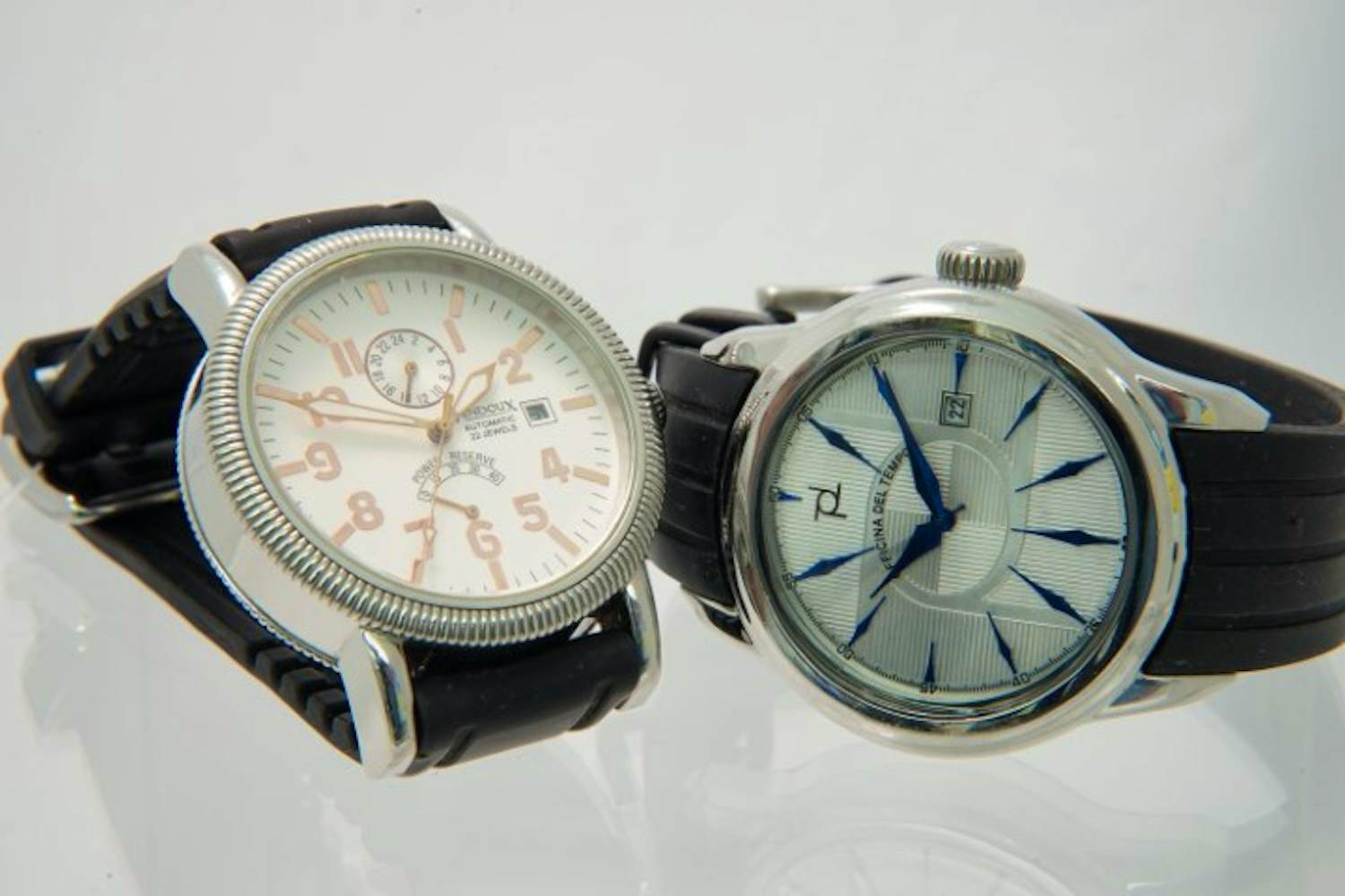 60 - Twee Stalen Unisex polhorloge met rubberenband Vendoux/Officina del Tempo kopen? Bied vanaf 20!