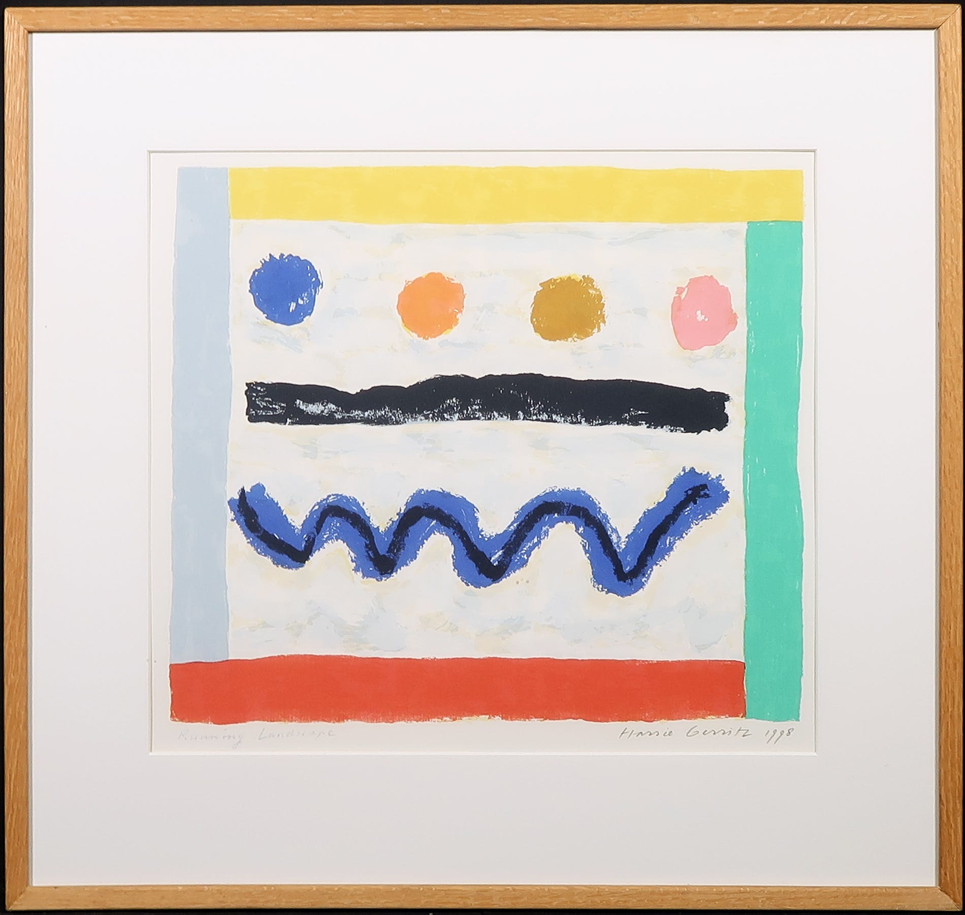 Harrie Gerritz - Zeefdruk, Running landscape - Ingelijst kopen? Bied vanaf 20!