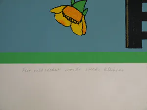 Harrie Gerritz - Ingelijste zeefdruk , Het veldboeket wordt steeds kleiner – 1979 kopen? Bied vanaf 50!