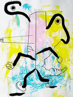 Kamagurka - groot uniek werk, acryl en inkt - On his way to a bad cartoon kopen? Bied vanaf 2600!