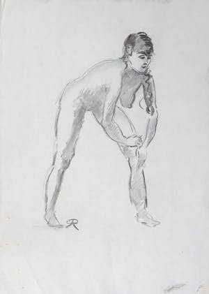 Jan Sluijters (jr.) - Krijttekening, Leunend naakt kopen? Bied vanaf 1!