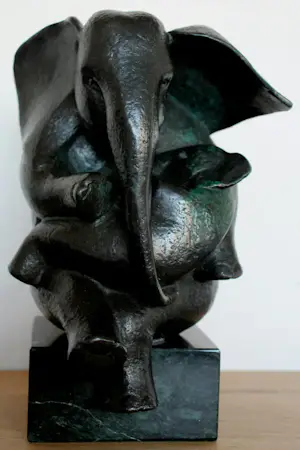 Miep Maarse - Bronzen sculptuur: Parasol (Moeder olifant met kind) - 2001 kopen? Bied vanaf 1250!